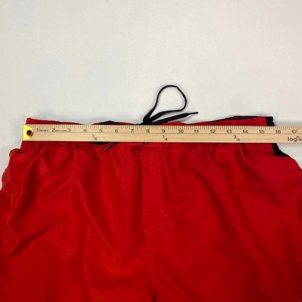 Nike Mens Swim Trunks Red Black White Logo‎ Mesh Lined XXL 2XL